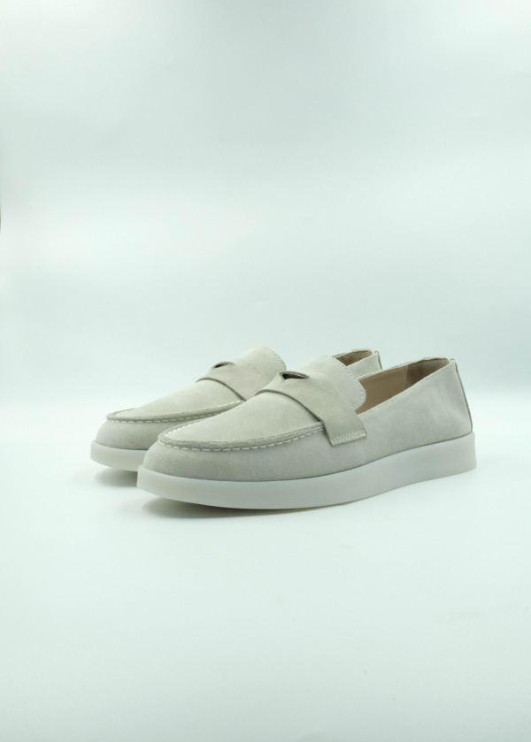 Taş Rengi Süet Deri Metal Detaylı Loafer