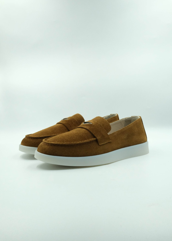 Taba Süet Deri Metal Detaylı Loafer