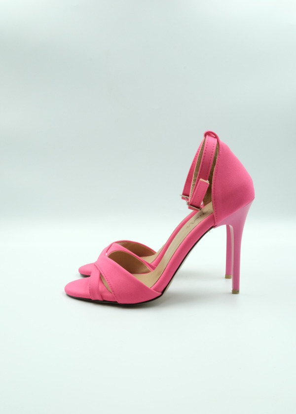  Pembe Bilekten Bağlamalı Uzun Topuk Stiletto	