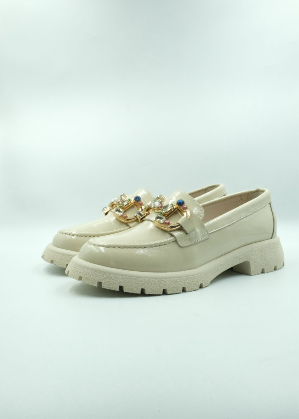 Rugan Loafer Ayakkabı Krem